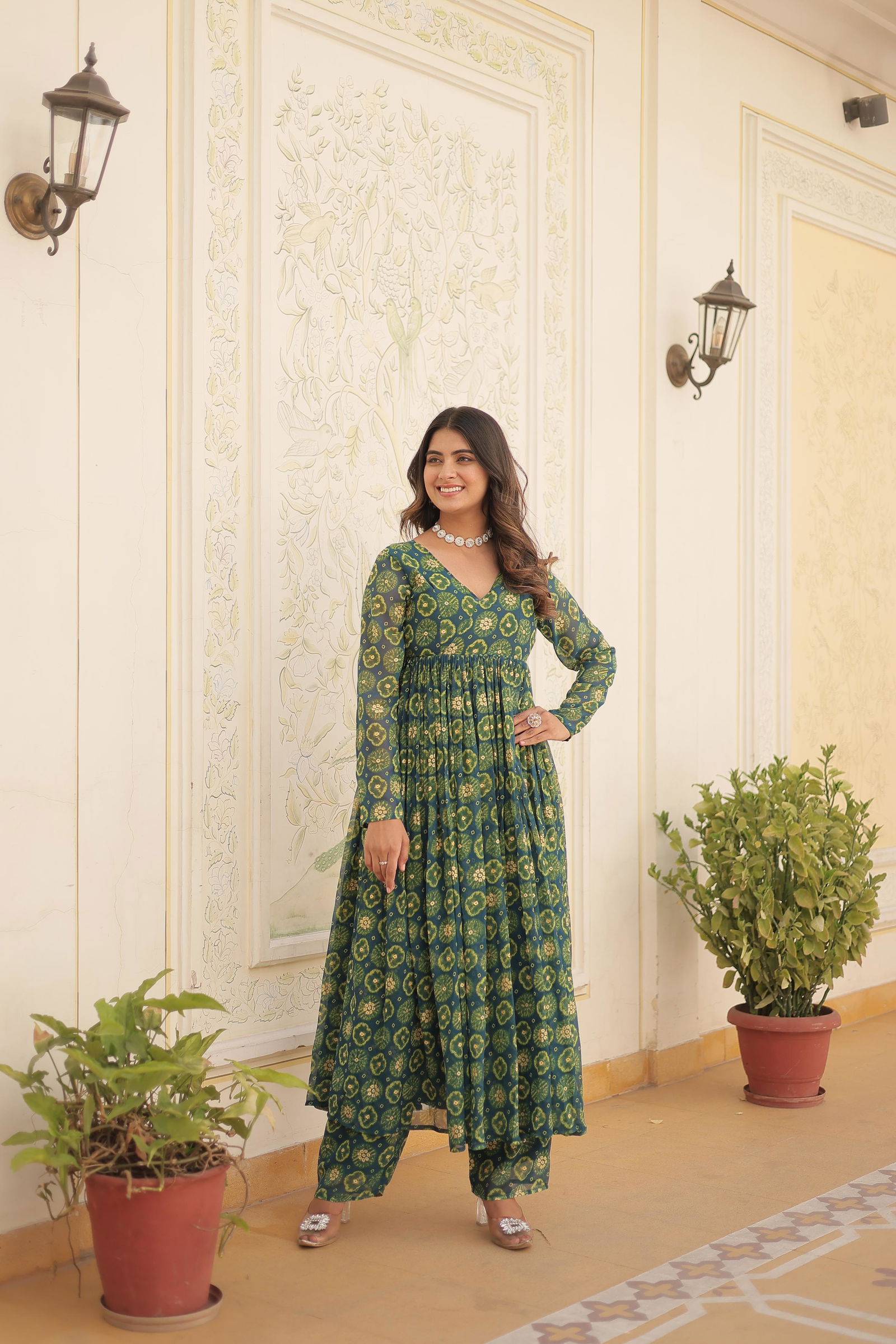 KA 1096 Faux Georgette Printed Heavy Designer Kurti With Bottom Wholesale Shop In Surat
